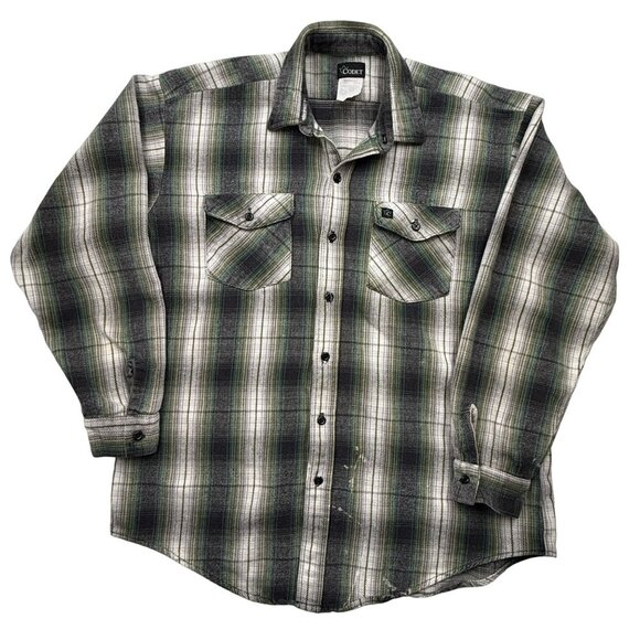 VTG Codet Heavy Flannel Plaid Shirt Cabincore Western Outdoor Grunge Mens 2XLT? - Picture 1 of 12